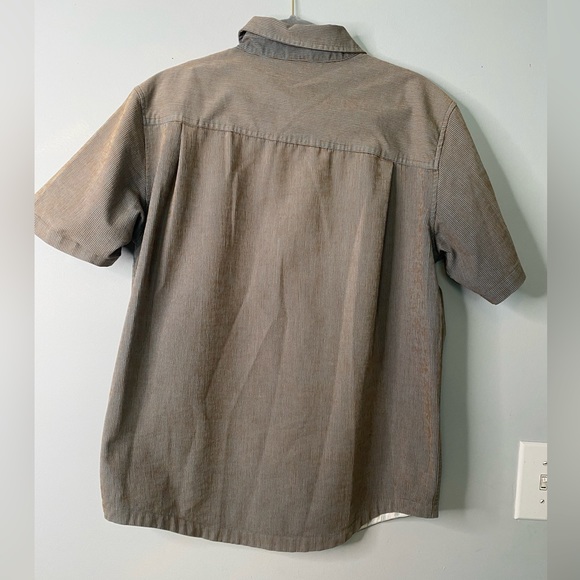 Kavu Shirt Adult Medium Gray Striped Short Sleeve Button Up - Picture 3 of 8